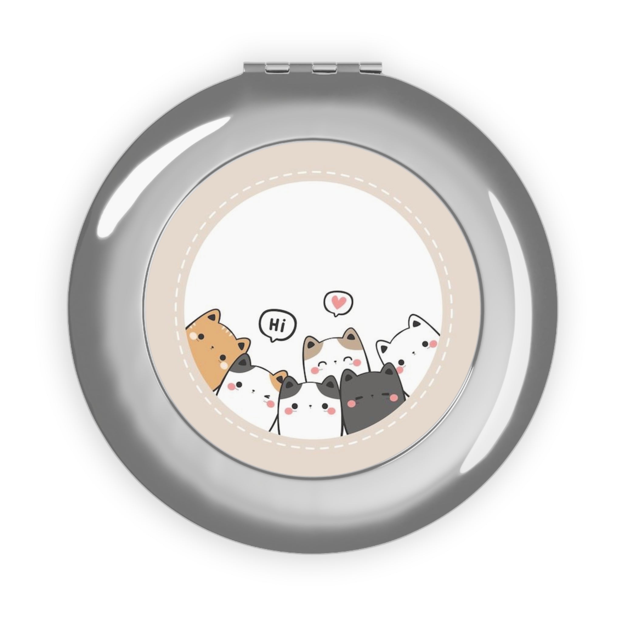 Travel Mirror with Cute Kitty Greeting Design