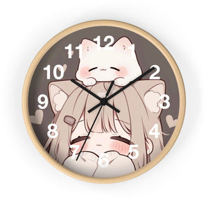 Cute Cat & Girl Wall Clock