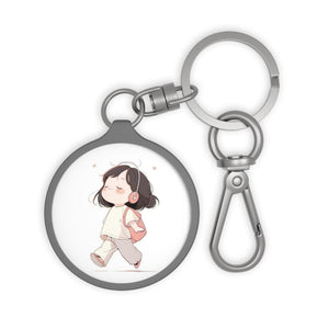 Keyring Tag - Cute Girl Taking a Walk