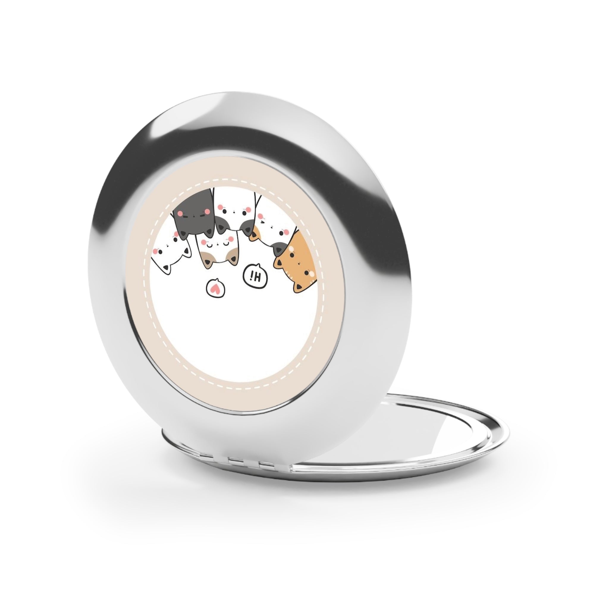 Travel Mirror with Cute Kitty Greeting Design