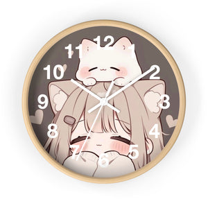 Cute Cat & Girl Wall Clock